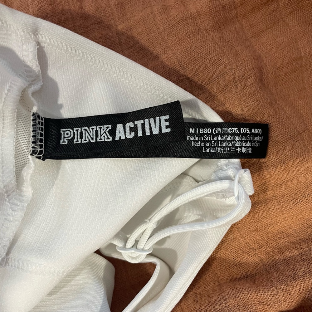 White PINK Active Crop Bra Top Sports M - Picture 3 of 4